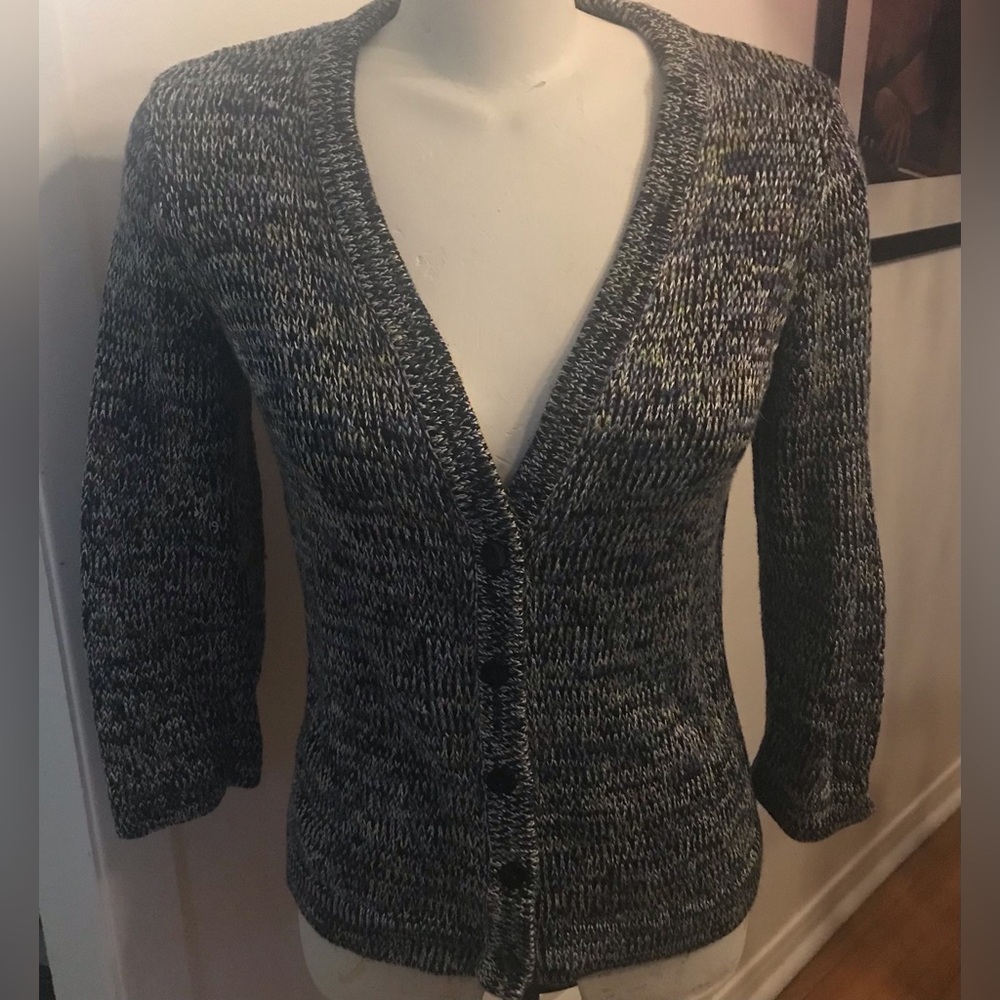 Jones New York Multicoloured Cotton Blend Cardigan - Size Medium